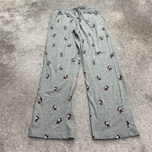 Disney Mickey Mouse Lounge Pajama Pants Mens Large Gray Printed Straight 28x31 - Picture 1 of 13